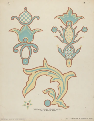 San Juan Capistrano Mission Altar Dome from the portfolio "Decorative Art of Spanish California" by American 20th Century, index of american design, 1935-1942