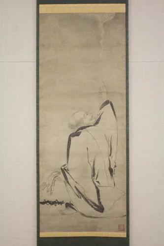 Hōtei Pointing to the Moon by Shinno Noami, painting, 1400-1471