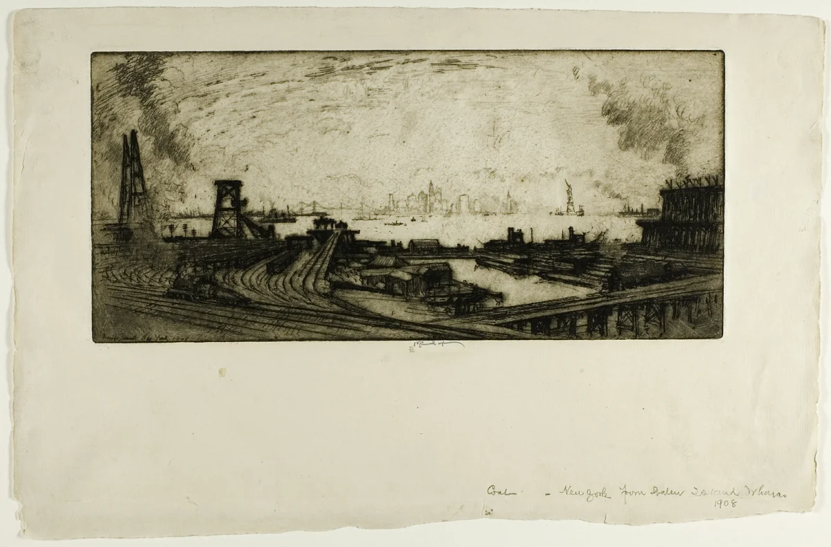 Coal Wharves, Staten Island, No. II by Joseph Pennell, print, 1909