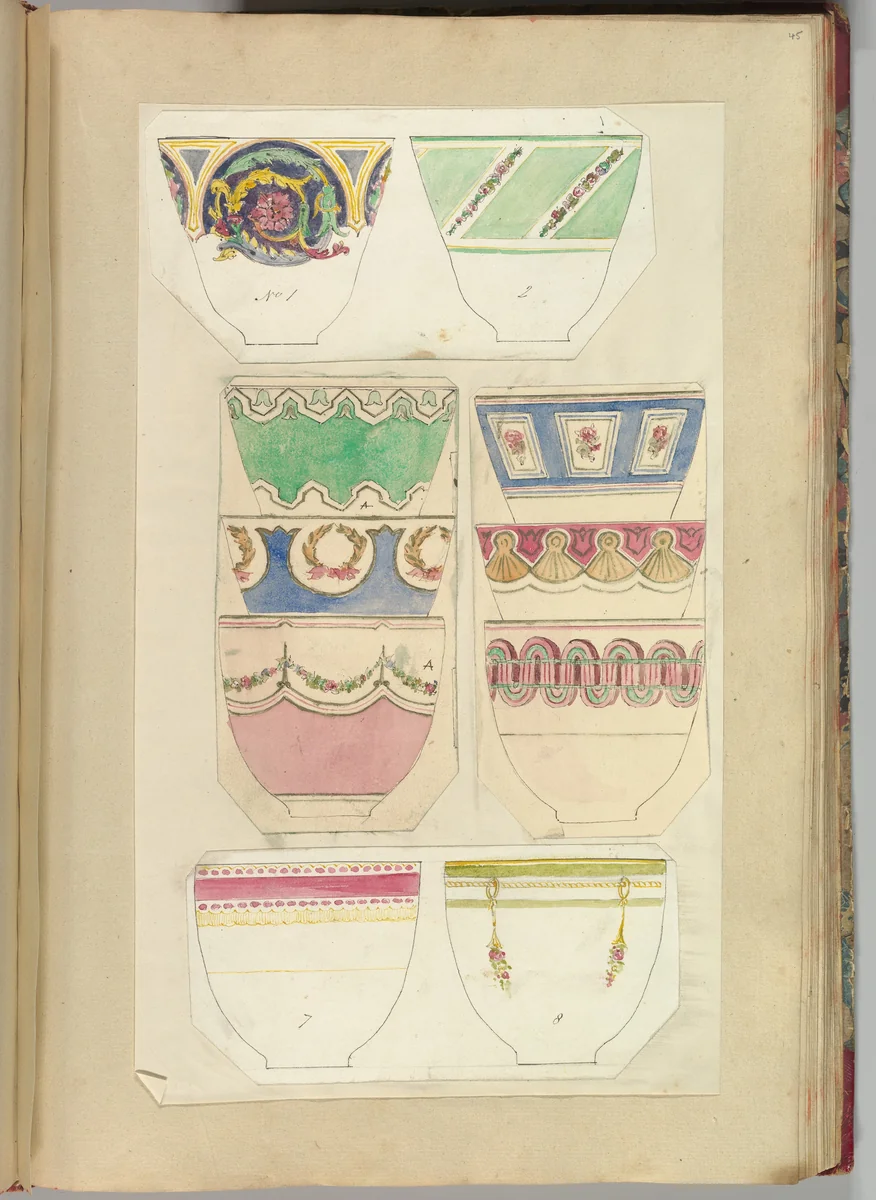 Ten Designs for Decorated Cups by Alfred Forrester, drawing, 1845-1855
