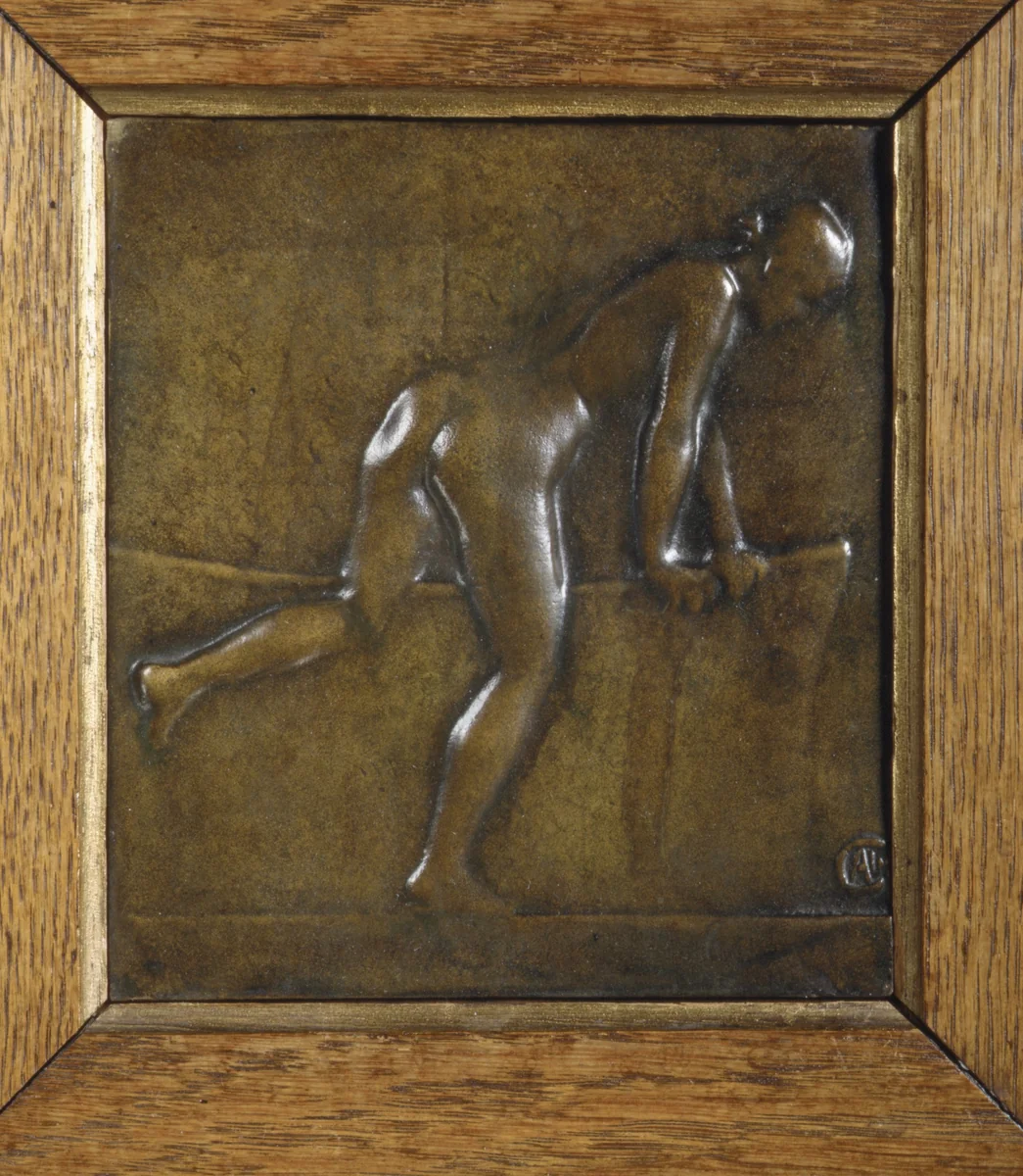 Nude at the Bathtub by Alexandre-Louis-Marie Charpentier, metalwork, 1885-1905