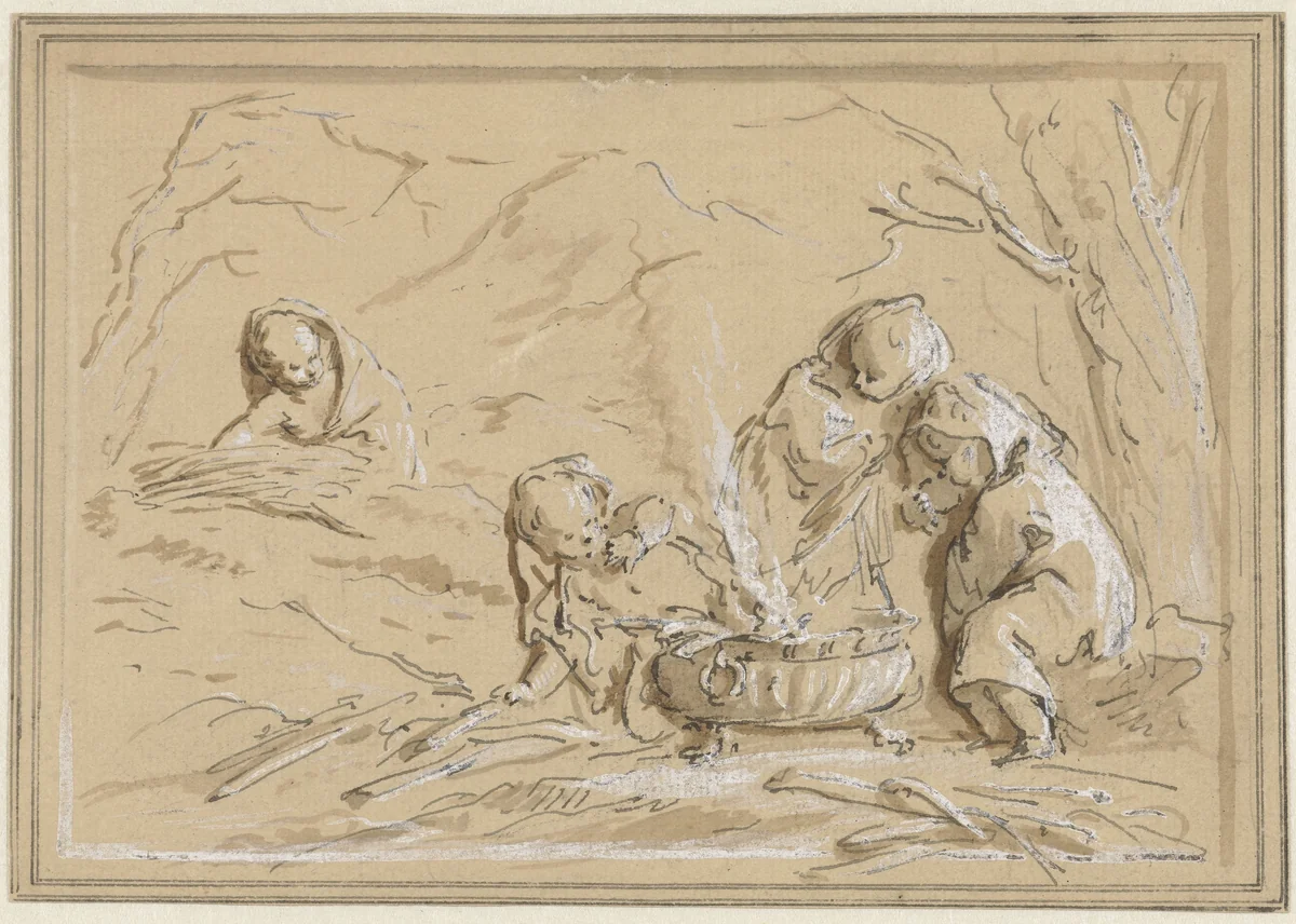Winter by Jacob de Wit, drawing, 1744