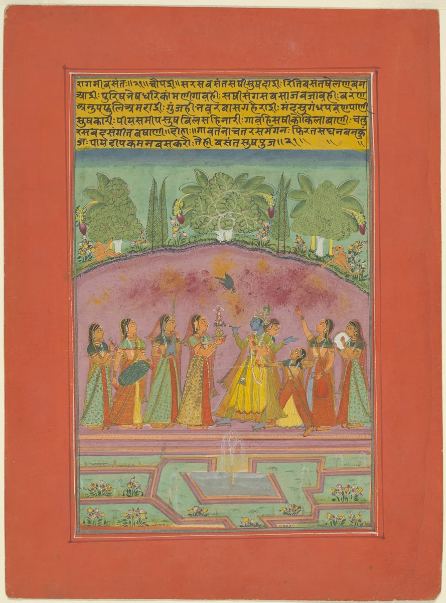 Ragini Vasanta, Page from a Jaipur Ragamala Set by India Rajasthan, painting, 1745-1770