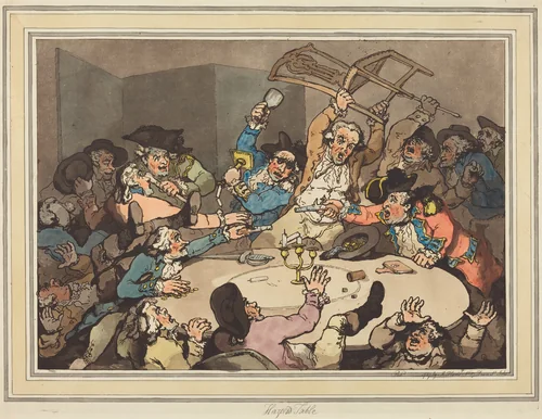 A Kick-up at a Hazard Table by Thomas Rowlandson, print, 1787