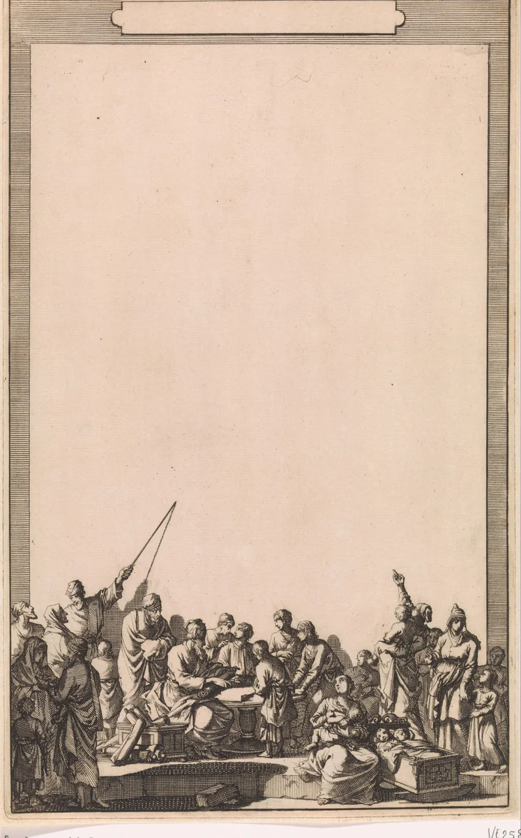 Lege lijst met het nageslacht van Abraham by Jan Luyken, print, 1700