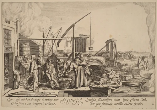 Fire by Jan van de Velde Willem Buytewech, print, 1593-1641