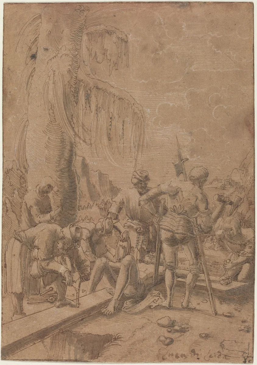 Christ Nailed to the Cross by Albrecht Altdorfer, drawing, 1512