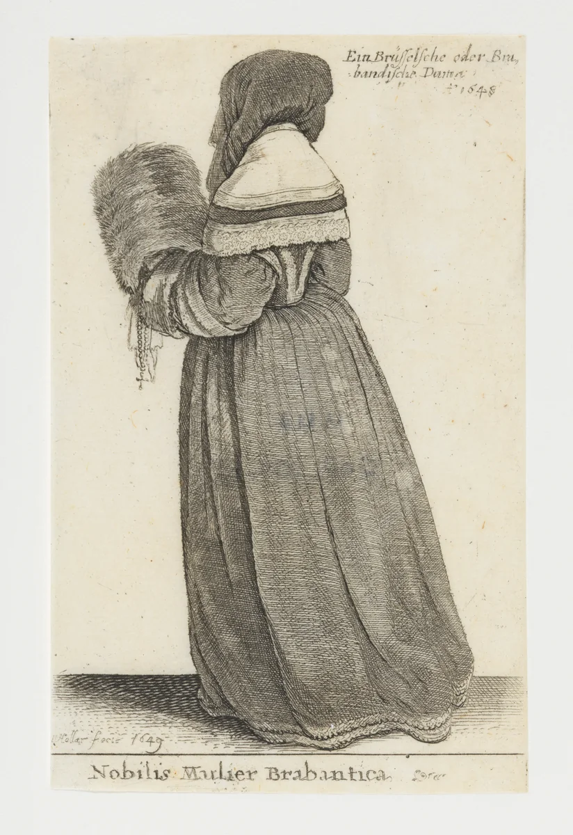 Brabant Noblewoman (Nobilis Mulier Brabantica) by Wenceslaus Hollar, print, 1649