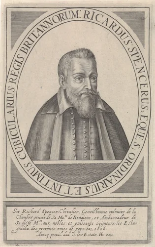 Portret van Sir Richard Spencer by Hendrick Hondius, print, 1608
