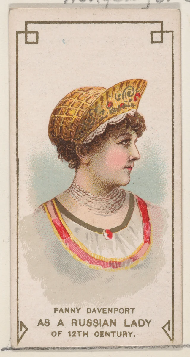 Fanny Davenport as a Russian Lady of the 12th Century, from the set Actors and Actresses, First Series (N70) for Duke brand cigarettes by W. Duke, Sons & Co., print, 1888-1889