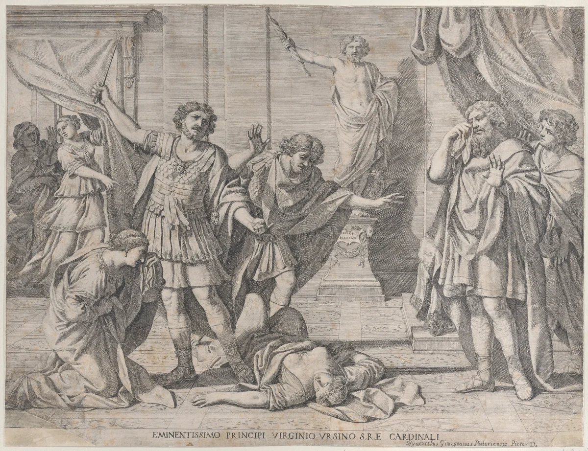 The Death of Virginia by Giacinto Gimignani, print, 1630-1680
