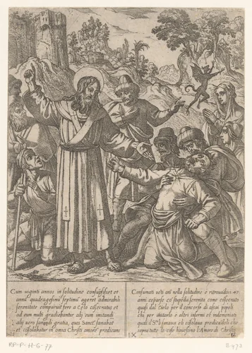 H. Antonius geneest een bezeten man by Antonio Tempesta, print, 1598