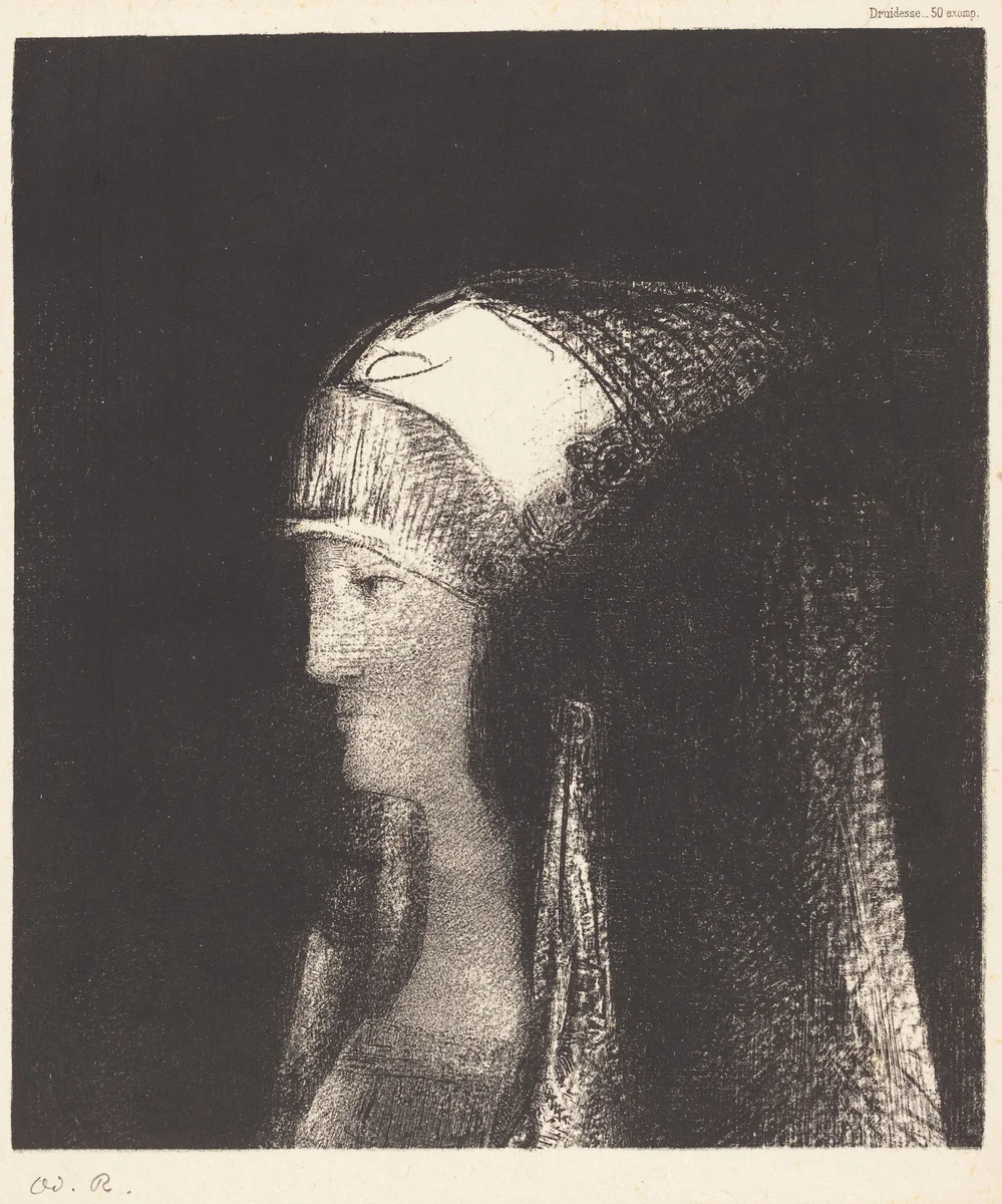 Druidesse by Odilon Redon, print, 1892
