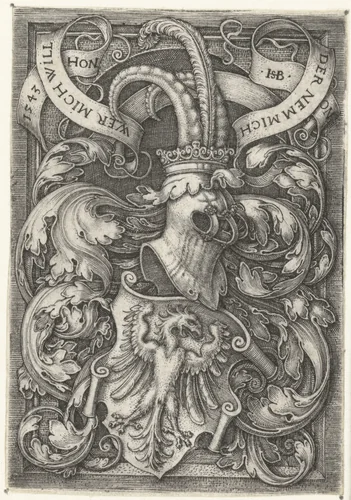 Wapen met een haan op een schild by Unknown, print, 1543