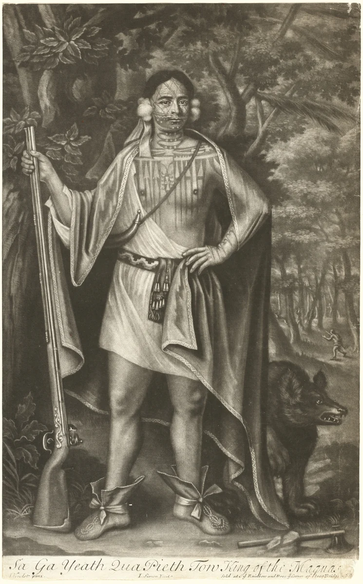 Sa Ga Yeath Qua Pieth Tow, King of the Maquas by John Simon
John Verelst, print, 1675-1751