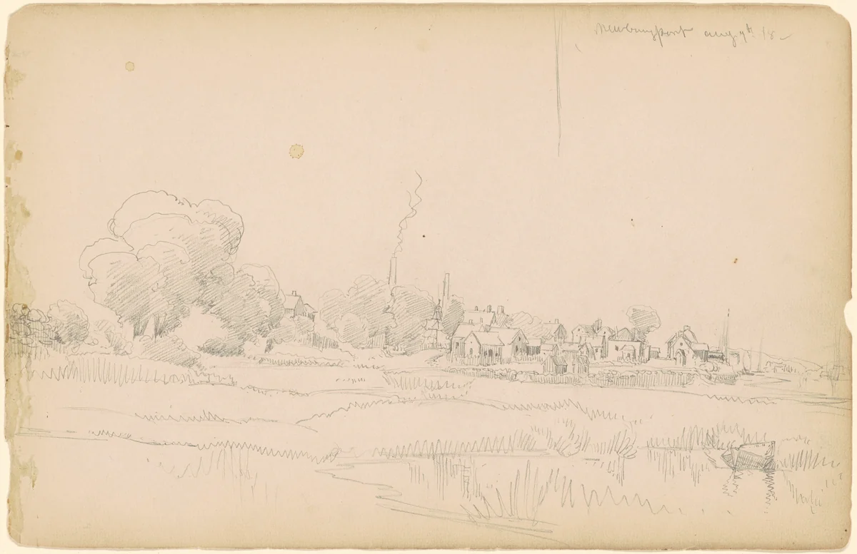 Newburyport by Peter Moran, drawing, 1882