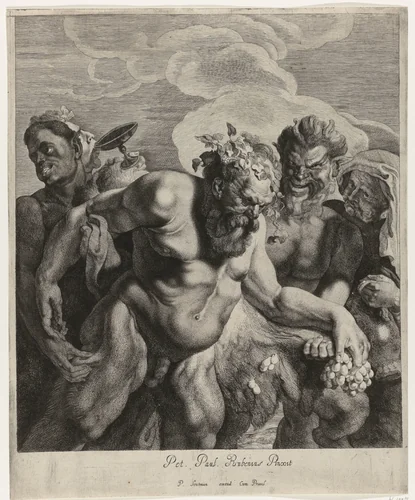 Dronken Silenus by Jonas Suyderhoef, print, 1644-1650
