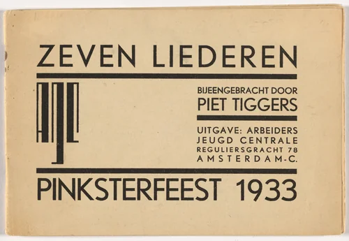 Sheet music for Seven Songs Brought Together (Zeven Liederen Bijeengebracht door Piet Tiggers) by Piet Tiggers by Fré Cohen, design, 1933