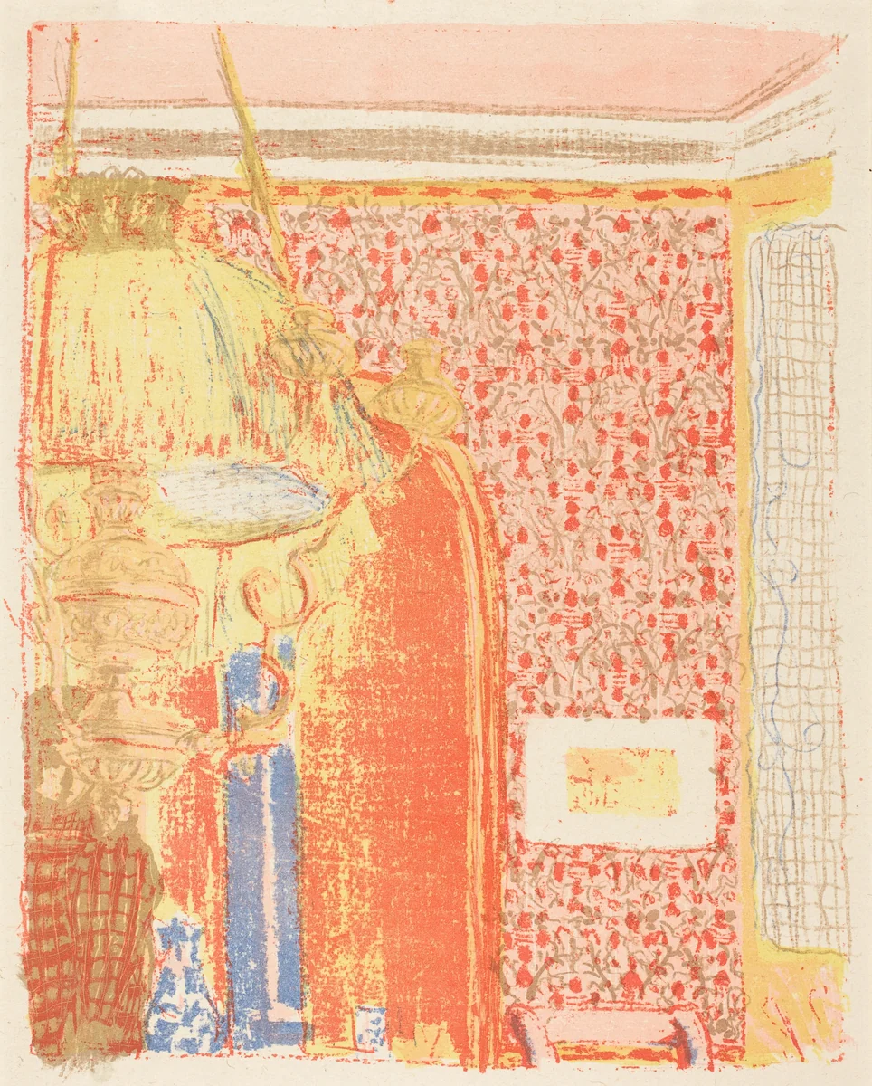 Interior with Pink Wallpaper III (Interieur aux tentures roses III) by Edouard Vuillard, print, 1896-1899