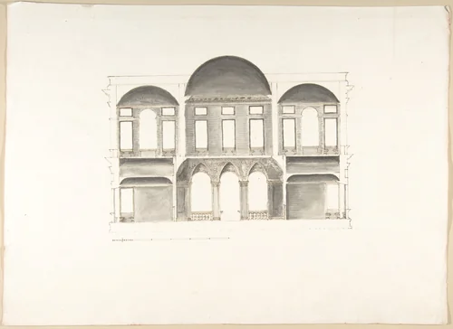 Section of a Palace by Pietro Paolo Coccetti, drawing, 1710-1727