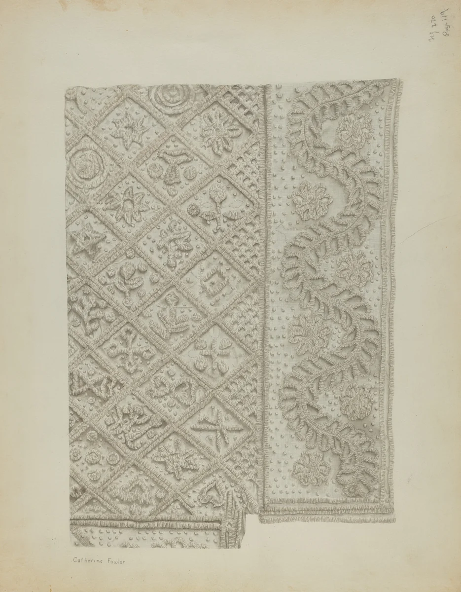 Tufted Candlewick Bedspread by Catherine Fowler, index of american design, 1939