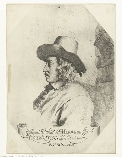 Portret van Matthijs van der Merwede, heer van Clootwijk by Jan Gerritsz. van Bronckhorst, print, 1650-1661