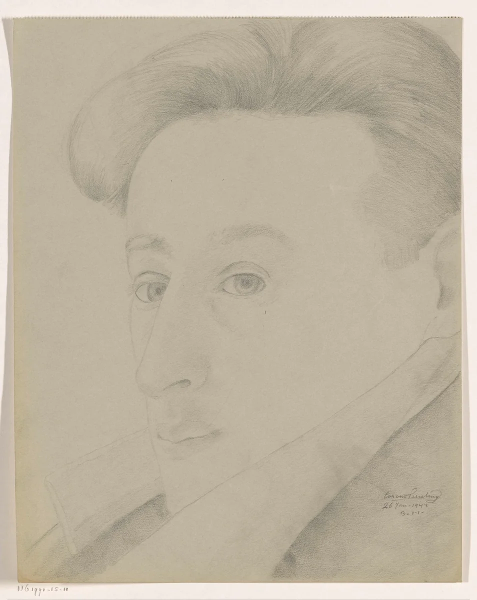 Zelfportret: B-1-1, 26 januari by Cor van Teeseling, drawing, 1942