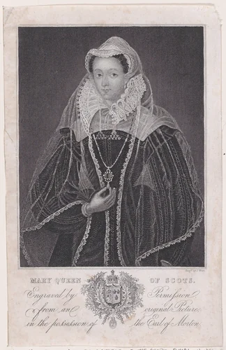 Mary, Queen of Scots (from "A Souvenir of the Abbey and Palace of Holyrood") by John West, print, 1849