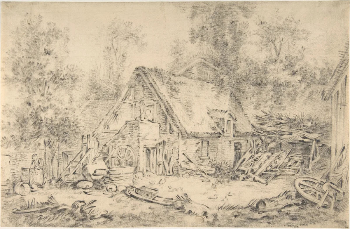 A Cottage by François Boucher, drawing, 1500-1900