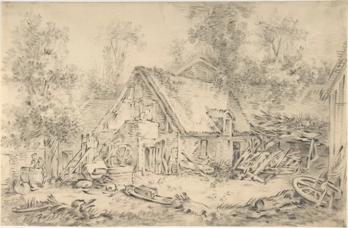 A Cottage by François Boucher, drawing, 1500-1900