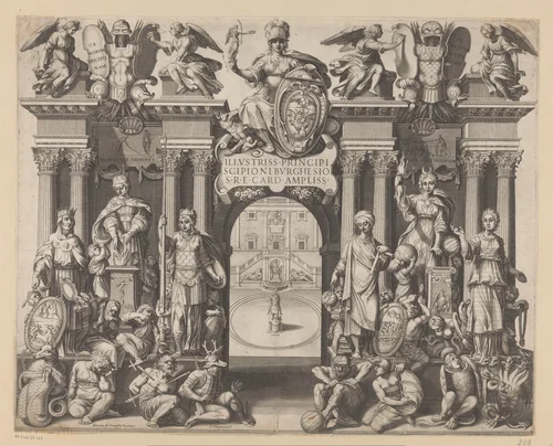 Allegorie op kardinaal Scipione Borghese by Unknown, print, 1576-1624