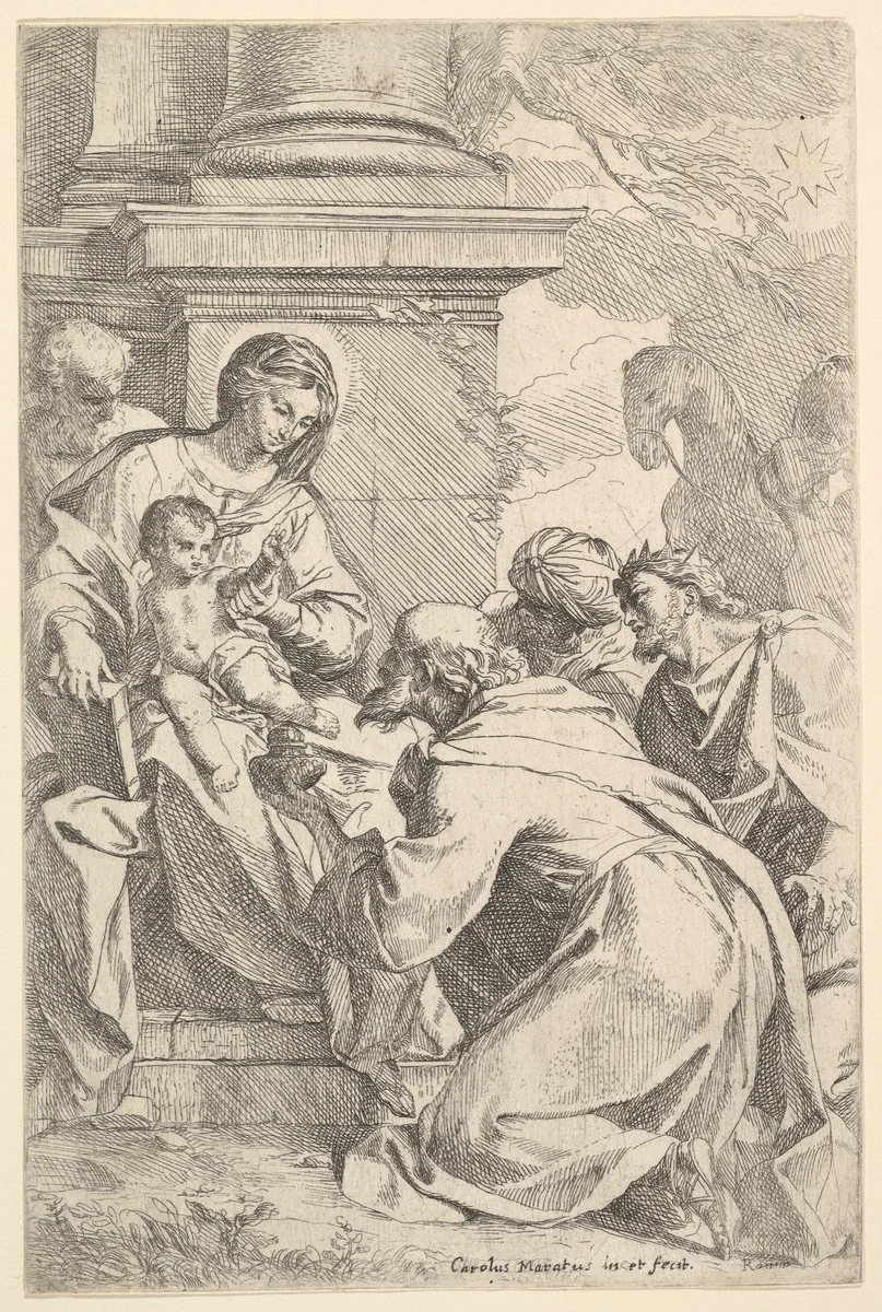 The Adoration of the Magi by Carlo Maratti, print, 1625-1713