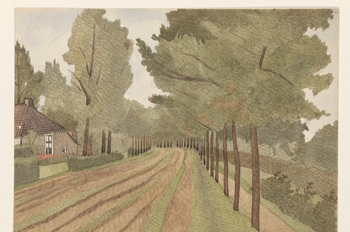 De Hooiweg bij Eelde by Dirk Arnoldus Tavenraat, drawing, 1903