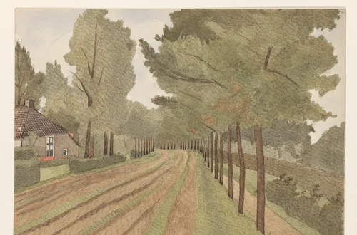 De Hooiweg bij Eelde by Dirk Arnoldus Tavenraat, drawing, 1903