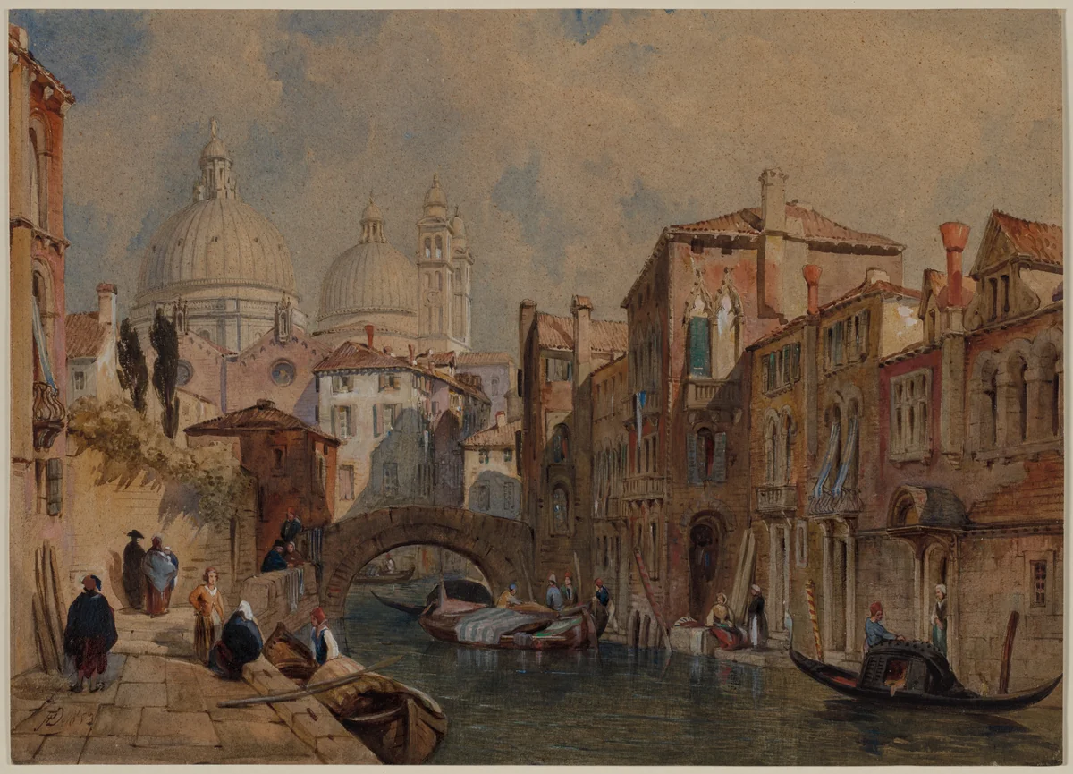 View of Venice: The Dome of Santa Maria della Salute Seen from the Rear of the Da Mula Palace, looking Eastward by Frank Dillon, drawing, 1850-1860