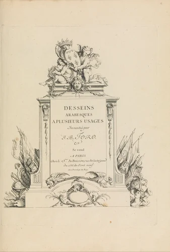 Desseins Arabesques a Plusieurs Usages Inventés par J.B. Toro (Title Page) by Jean Bernard Toro, book, 1716