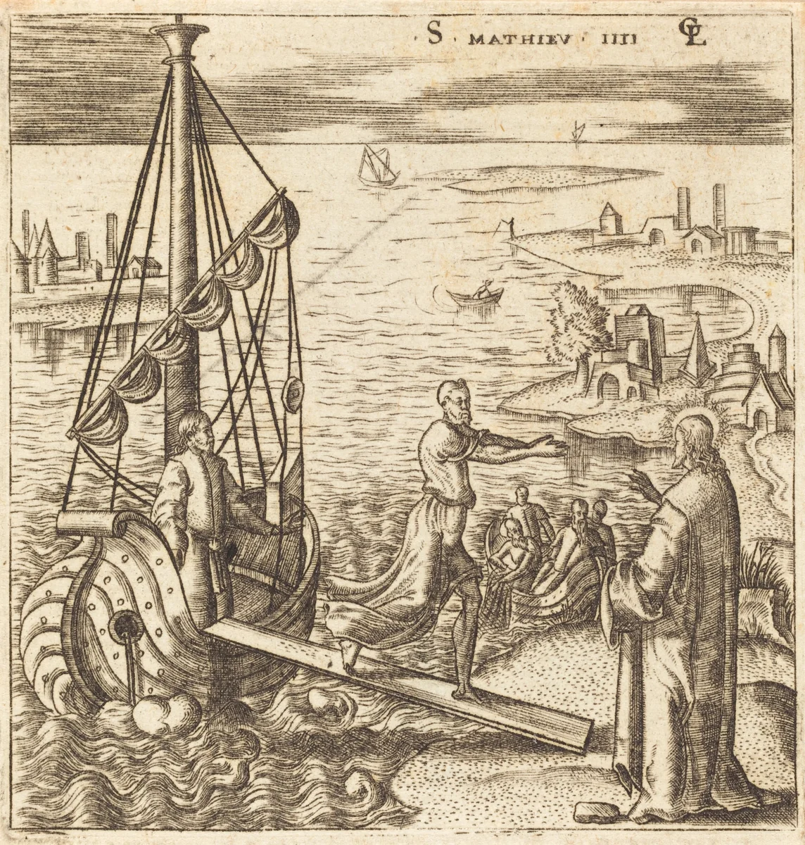 Follow Me and I will Make You Fishers of Men by Léonard Gaultier, print, 1576-1580