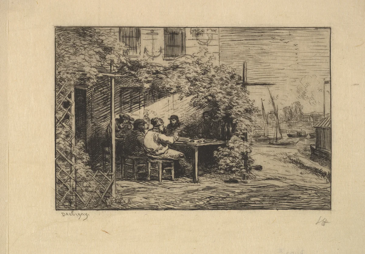 The Farewell Breakfast at Asnières by Charles-François Daubigny, print, 1861