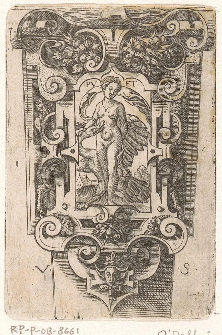 Gedeelte van een schede met Leda en de zwaan by Unknown, print, 1524-1562