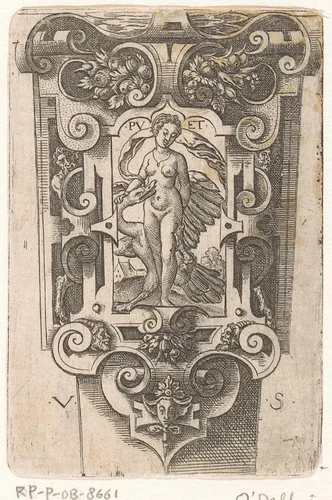 Gedeelte van een schede met Leda en de zwaan by Unknown, print, 1524-1562