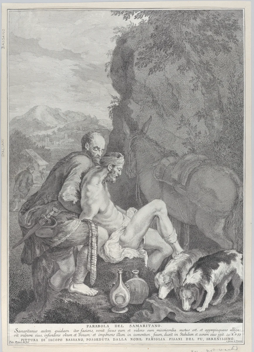 The Good Samaritan by Pietro Monaco, print, 1743-1763