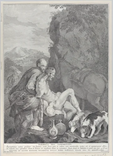 The Good Samaritan by Pietro Monaco, print, 1743-1763