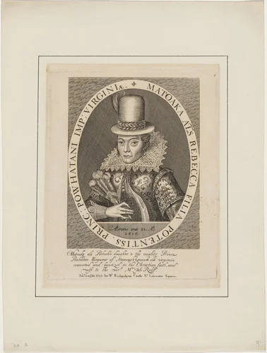 Matoaka Als Rebecka (Pocohontas) by Crispijn van de Passe I, print, 1565-1637