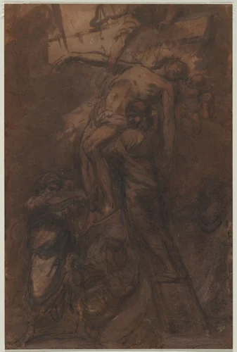 Descent from the Cross by anonymous, drawing, 1600-1699