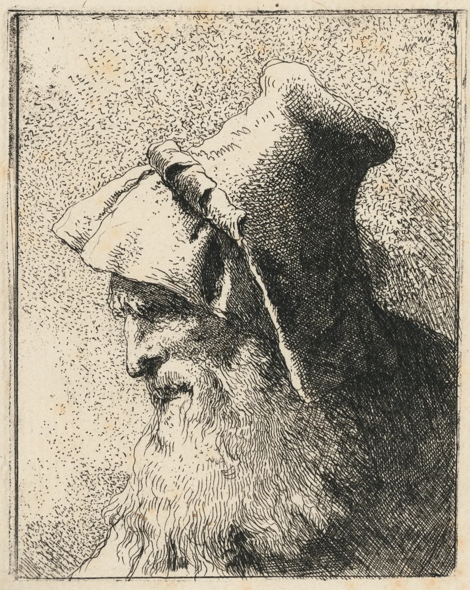 Profile of an Old Man with a Beard by Giovanni Domenico Tiepolo, print, 1762