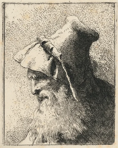 Profile of an Old Man with a Beard by Giovanni Domenico Tiepolo, print, 1762