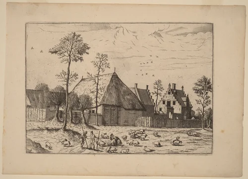 Shed with Cottage by Johannes van Doetechum; Lucas van Doetechum; Master of the Small Landscapes, print, 1605