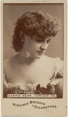 Carrie Behr, Corsair Co., from the Actors and Actresses series (N45, Type 6) for Virginia Brights Cigarettes by Allen & Ginter, photograph, 1885-1891