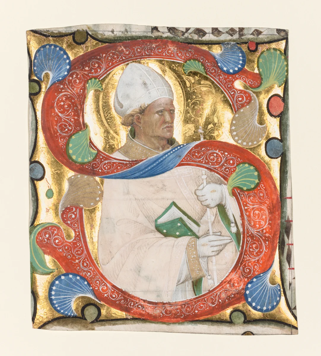 Initial S from a Gradual: St. Augustine by Master of the Murano Gradual, manuscript, 1415-1425
