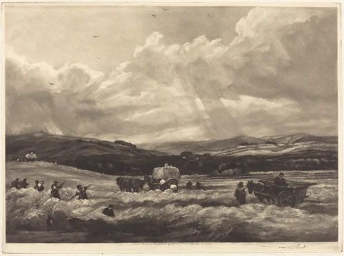 Hayfield in Yorkshire by Frank Short; Peter De Wint, print, 1904